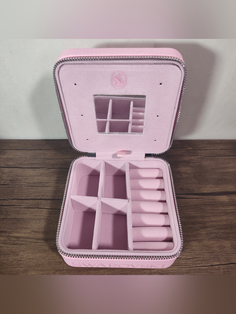Swarovski Travel Jewelry Case Pink Organizer Box Mirror Swan Logo 2022 Limited